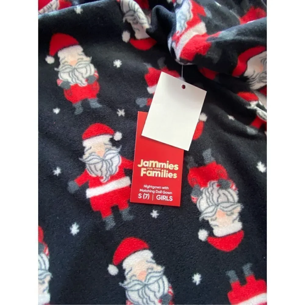 Jammies For Your Families Girls Size S(7) Ho Ho Ho Microfleece Nightgown & Doll